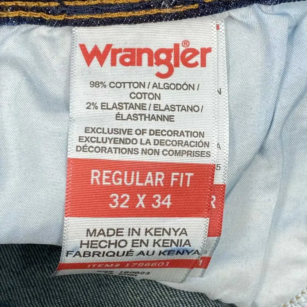 Wrangler Blue Cotton Blend Straight Jeans | Men’s 32 Regular